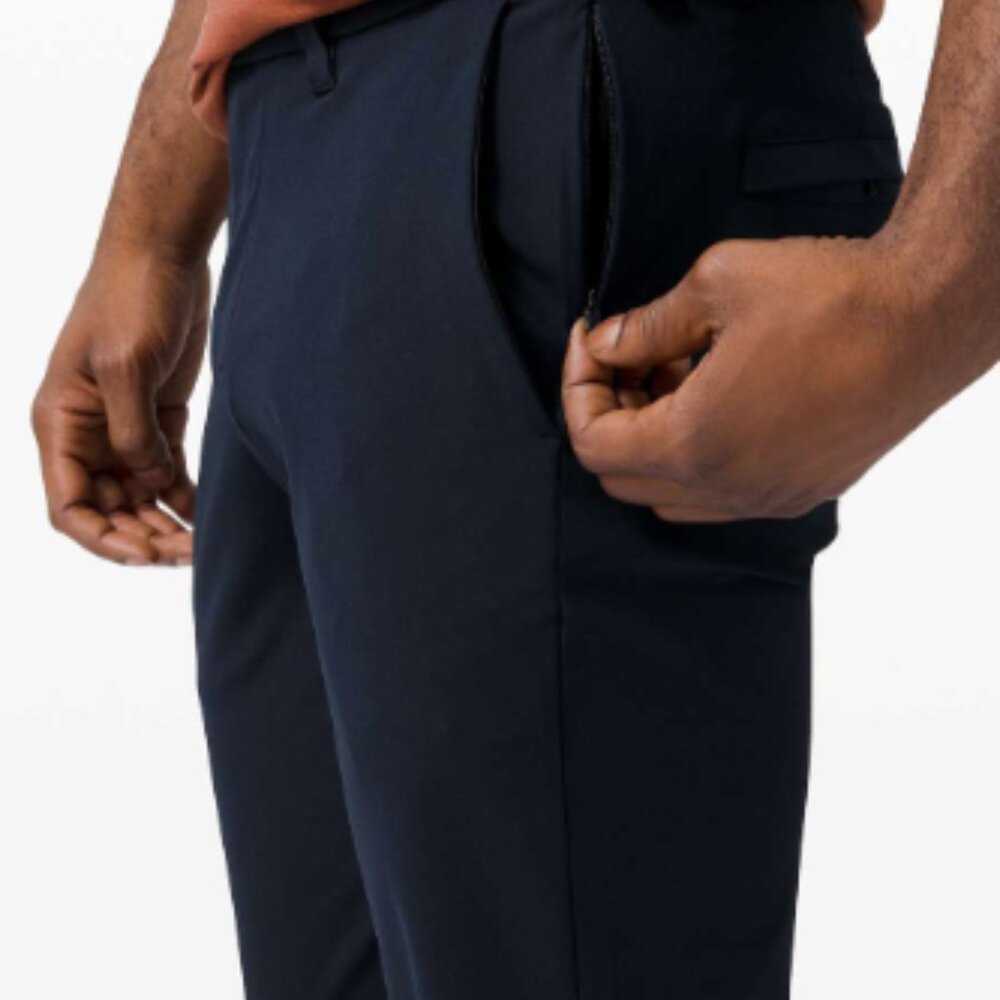 (6320) LULULEMON Commission Pant Slim 30"L *Warpstreme Sz 36W in NAVY *SOME WEAR - Picture 2 of 10